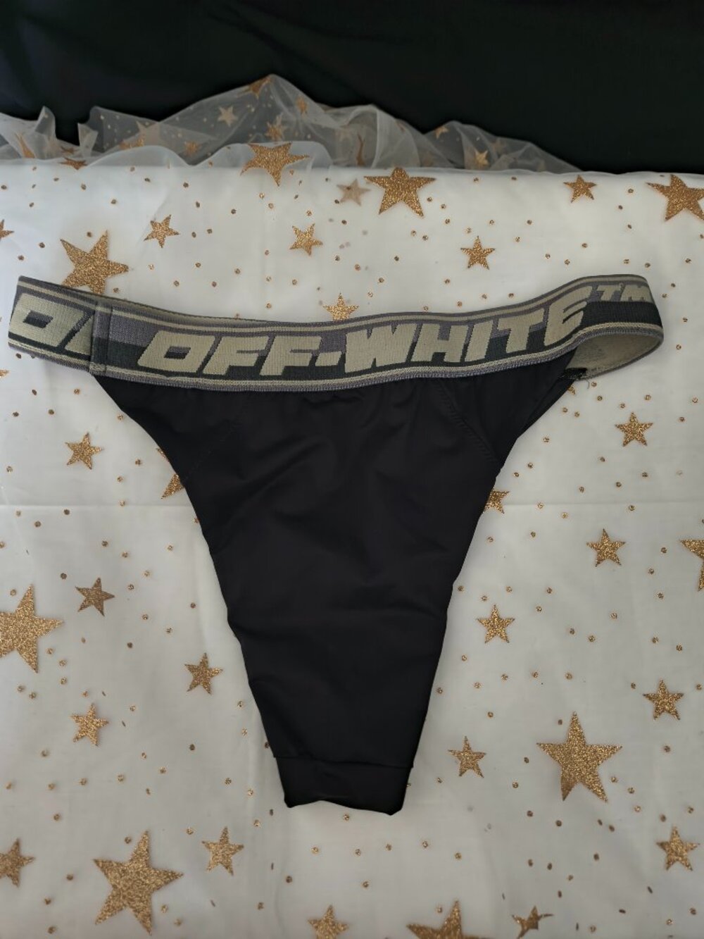 OFF-WHITE c/o VIRGIL ABLOH Logo Industrial Elastic Band Bikini Bottom - Black